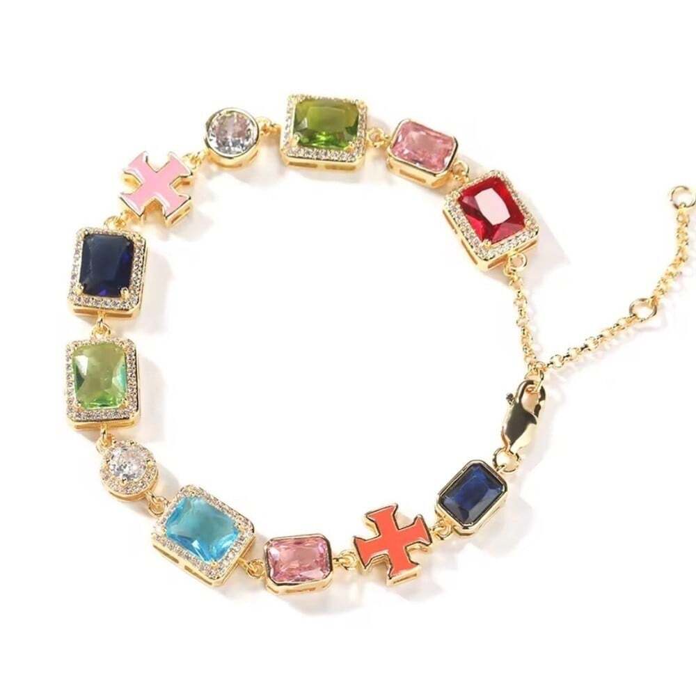 Multicolor Gemstone Bracelet 7inch - Picture 2 of 3